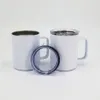 Blank sublimering tumbler kaffe mugg med handtag 12oz rostfritt stål resa tumbler dubbel vägg vakuum isolerad vattenflaska handtag kopp