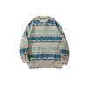 Suéter dos homens Harajuku Jumper listrado Sweater Feio Streetwear Streetwear Homens Oversized Hip Hop Punk Knitwear Video Grandpa Unisex