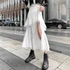 Midi Skirt Kvinnor Chic Oregelbundna Harajuku Casual Cool Split Lace Ruffles S Sommar Höst Damkläder 210621