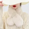 Sjaals parel bont slabbetje schattige Rex pluche Koreaanse stijl sjaals vrouwen winter warme sjaal nekbescherming modeontwerpster2767035