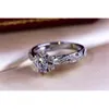 Bridal Filwer with Round Brilliant 1ct Diamond Prong Setting Anniversary Engagement Wedding White Gold Rings for Women