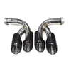 2 PCS Double Muffler Nozzle Exhaust Tip For Porsche Cayenne Glossy Carbon Car Rear Tail Pipe 2018-2020