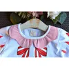 Toddler Girl Clothes Summer Children's Clothing College Style Set Lotus Leaf Collar Print Top With Pleated Skirt Two-piece 210515