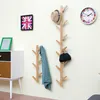 Mrosaa Bamboo Houten Opknoping Jas Rack Muur Haak Kleding Hanger Woonkamer Slaapkamer Wandplank Decoratie Hanger 6/8/10 Haken 210705