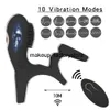 Massage Trådlös fjärrkontroll Vibrerande Penis Ring USB Uppladdningsbar Clitoral Stimulator Borststimulering Sexleksaker för män Sexig butik