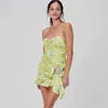 INSPIRED asymmetrische Rüschen sexy Party für geraffte Sommerschleife Slim Fit Damen neues Damenkleid 210412