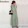 コロバフの女性のドレス新しい春の夏の韓国風の長袖の女性のドレス原宿半袖Vestidos 210430