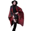 Blanket Scarf Fall Winter National Wind Fork Thicker Cloak Thick Wrap Poncho Women Plaid Travel Shawl Imitation Cashmere Capes H1123