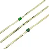 Chaîne de liaison 5 mm Herringbone avec un seul coeur vert rectangle charme d'oeil Gold Couleur des femmes européennes bracelet de mode Rodn22266h