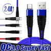 Тип C Micro USB-кабели 2.4a Суперфабрикающие зарядки быстрого зарядного устройства для телефонов S20 NOTE20 Android