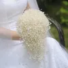 Wedding Flowers Luxury Bride Bouquet Marriage White Flower Bridal Pearl Handmade Waterfall253a