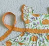 Dziewczyna Halloween Ubrania trzepotanie Rękawów Dynia Druku Dress Kids Boutique Outfits Q0716