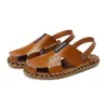 Designer men's leather sandals black white brown outdoor beach men's spring summer sandals walking 39-45