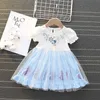 Adorável Meninas Princesa Roupa de Verão Cusual para Little Spruff Sleeve Crianças Moda Boutique Vestido 210529