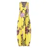 Kwiatowy Drukowane Czeski Dress Moda Summer Sundress Kobiety Długie Maxi Vestidos Ladies Kieszenie tunika Szata
