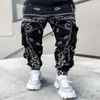 Men's Casual Harem Pants Baggy Trousers Streetwear Cotton Elastic Waist Wide Leg Loose Fit H9