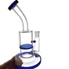 Tubo piegato Trasparente Rosa Blu Vetro Bong Dab Rig Tubi dell'acqua Narghilè 8 "Alto 5 mm Ciotola di spessore Quarzo Banger Soffione doccia Perc Bong Inebriante Mini tubo Cera Olio Rigs all'ingrosso