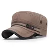 Fashion Flat Top Military Hat Cotton Snapback Cap Men Women Vintage Baseball Caps Dad Hats Adjustable Size 55-60cm Wide Brim