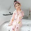 Printemps et automne children889s costume de pyjama à manches longues pour enfants 100% cotonSilk filles garçons vêtements de ménage enfants Designer 742 V2