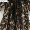 Women Vintage Cashew Nut Totem Floral Print Sashes Mini Dress Femme Golden Line Vestido Breasted Shirt Dresses DS4853 210416