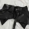 Nomikuma Ruffle Black Women Blouse Dress Single Breasted Long Sleeve Turn-down Collar Dresses Bow Tie Slim Waist Vestidos 6D761 210427