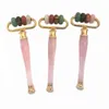 Luxury Jade Roller Facial Massager Gold Plating Original Natural Rose Quartz Rollers Massage For Face Body Neck Health Relaxing Fi3623860