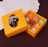 14 * 14 * 4.5cmクラフト紙チョコレートマカロンボックスホールド9 PCS.CRACKER BOXパッケージ200ピース