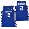 Kentucky Wildcats Basketball Jersey NCAA College Sahvir Wheeler Blue Size S-3xl Wszystkie zszywane młodzież