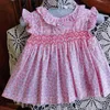 Baby girl summer Spanish smocking princess dress kids cotton short sleeve floral dress G1129