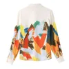 Frankrike stil oljetryck skjortor mode kvinnors blusar vår sommarblus långärmad toppar skjortor blusas mujer 210702