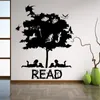 Wall Stickers Reading Tree Decal Book Decoration Library School Teacher Novel Design Read Artwork Fantasy Home Art Window Display HQ319