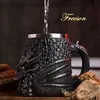 Ortaçağ Dragon Reçine Paslanmaz Çelik Bira 600 ML Retro Tank Kafatası Kahve Fincanı Çay Kupa Tumbler Pub Bar Dekor Drop Shipping