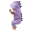 Pasgeboren baby babyjongen meisje dinosaurus hooded romper jumpsuit outfits kleding kawaii solide kleding jumpsuit voor unisex 123 Q2