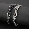 11m 8.66'' Vintage black Silver Casting Curb Chain Link Rope Bracelet For Mens Boys Stainless Steel Bangle