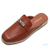 Sandales d'été Baotou en cuir PU mode décontracté dames pantoufles plates confortable semelle souple chaussures de grande taille