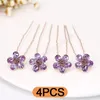 4pcs Luxury Women Girl Handmade Hairpins Wedding Floral Hair Jewelry Bridal Ornaments Pins Accessory Hairwear U-shaped Hair Clip