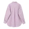 Pink&Blue Striped Blouse Spring Women Shirt BF Oversized Long Sleeve Coupel Blusas Streetwear Tide Harajuku Casual Ins Tops 210417