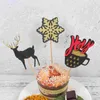Otros suministros para fiestas festivas 10 piezas Patrón de papel de Navidad Selecciones de pasteles Fruta Cupcake Postre Toppers Favores del festival