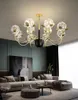 Kroonluchter kristal, nordic licht, led plafondlamp moderne lamp woonkamer, gouden gypsophila, hanglampen