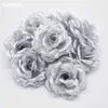Yoshiko 50PCS Artificial Gold/Silver Rose Silk Flowers Decoration for Wedding Party Home DIY Decoration Bridal Fake Flowers 211108
