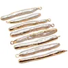 Véritables perles d'eau douce 35*5mm connecteur de bord doré perle de cure-dent accessoires de bricolage pour la fabrication de bijoux femmes