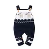 Christmas Baby Boys Girls Cartoon Braces Rompers Clothes Autumn Winter Boy Girl Kids Sleeveless Knitting 211229