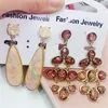 Palace Bohemian Dangle Earrings For Women Fashion Vintage Exaggerated Gemstone Gold Eardrop Ethnic Classical Drop-Shaped Jewelry