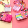 Party Favor Fidget Toys Pops Sensory Bubble Shoulder Bag Cellphone Straps Finger Push Phone Pouch Case Coin Purse Decompression Unicorn Toys