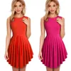 Nice-forever Summer Women Classic Solid Color Mini Dresses Sexy Club Party Flare Swing Dress 774 210419
