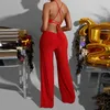 est backless halter sexy rompertjes zomer uitgehold lace-up mode outfits jumpsuit wijd beenbroek dames streetwear clubwear 210517