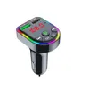 F5 Dual Charger de Carro USB Bluetooth 5.0 FM Transmissor RGB Atmosfera LED Kit de carregamento de carro LED MP3 Player sem fio Receptor de áudio sem fio com caixa de varejo MQ30
