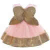 Baby Girl Dress for 0-24M 1 Year Girls Birthday es Infant Lace Big Bow Baptism Vestido Party Princess 210508