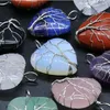 Fashion Silver Plated Heart Tree Of Life Healing Crystal Necklace Opal Turquoise Natural Stone pink Quartz Chakra Necklaces Jewelry