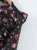 H.Sa Długie sukienki dla kobiet Elegancki Kwiatowy Bow Florals Ruffles Maxi Dress Party Vestidos Czarne ubrania Kobieta 210417